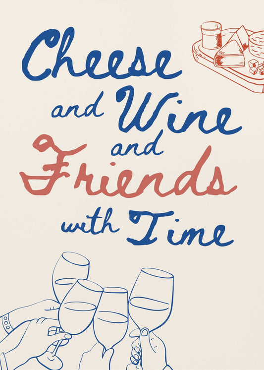 Käse und Wein..., Text + Illustration | Poster