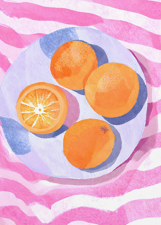 Orangen auf Teller | Poster