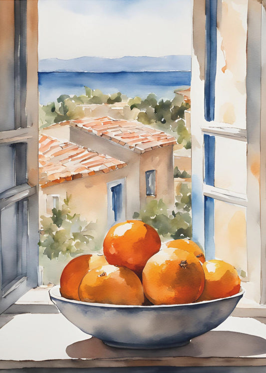 Orangenschale im Fenster | Poster