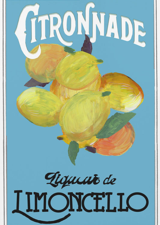 Citronnade Limoncello auf Blau und Schwarz | Poster