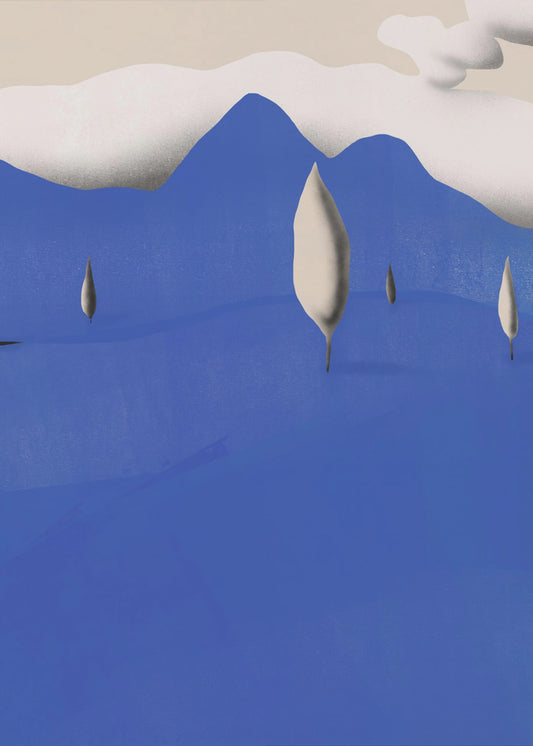 Surreal Landscapes With Blue Mountains | Poster