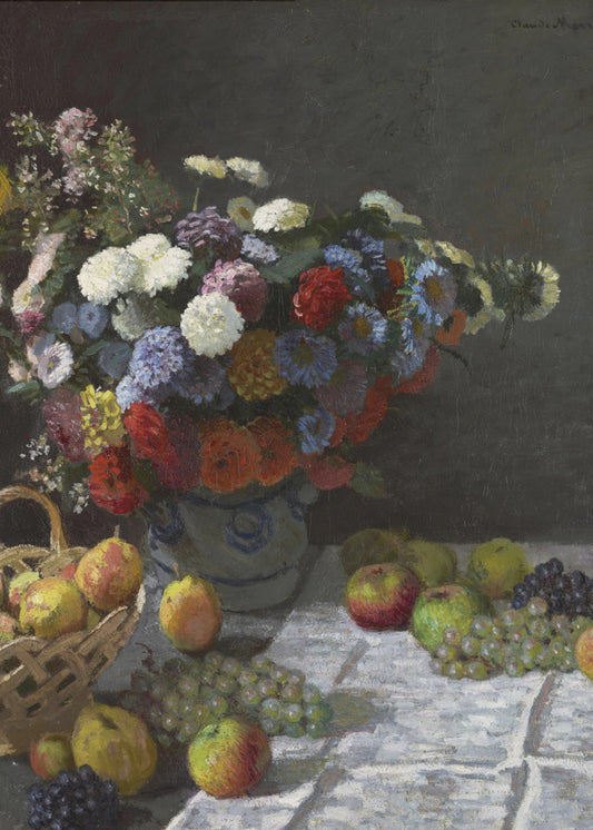 Stillleben mit Blumen und Früchten (1869) von Claude Monet | Poster