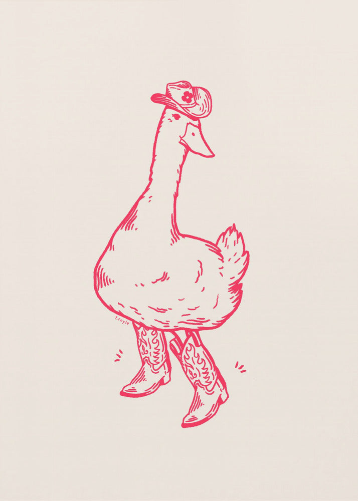 Kaczka w różowych kowbojkach | Wydruki na łótnie