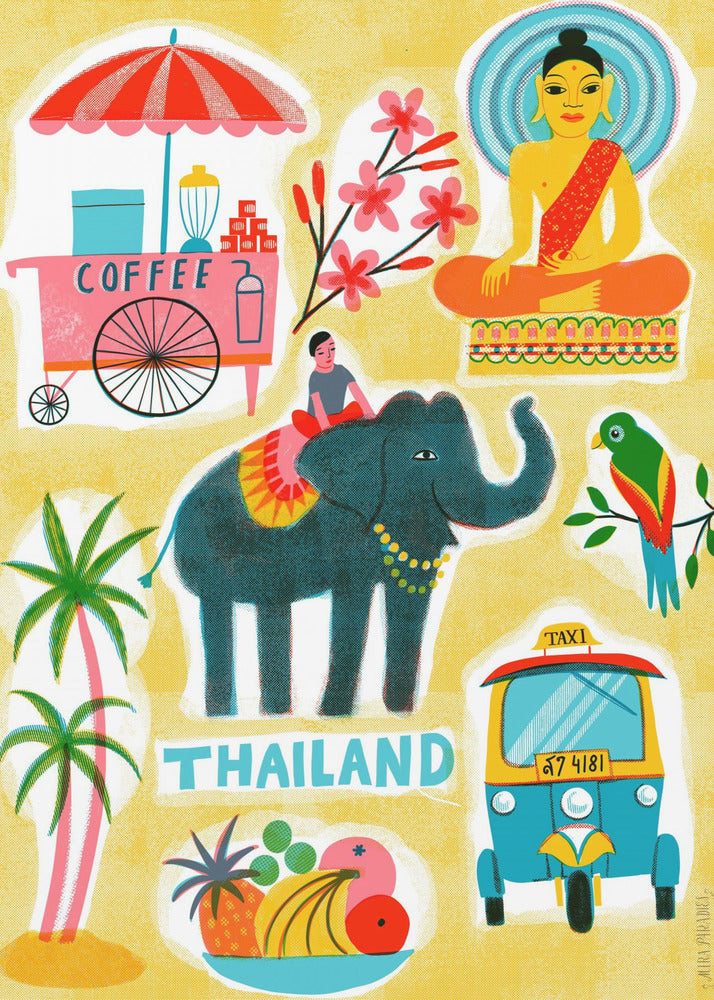 Siebdruck Vintage Reise Thailand | Leinwand-Bilder