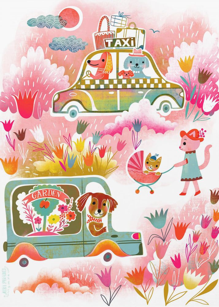 Critters On Wheels Matkustavat Lemmikit | Canvastaulut