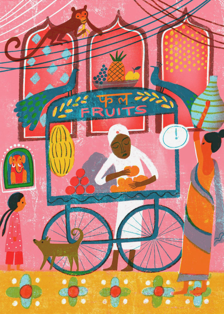 Intialainen hedelmäkoju | Canvastaulut