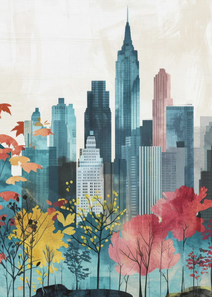 Nowojorski obraz cyfrowy akwarelowy (1) | Wydruki na łótnie