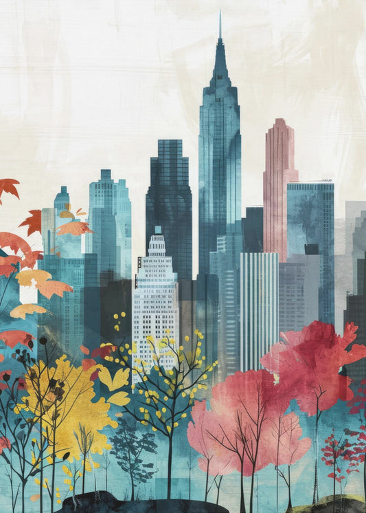 Nowojorski obraz cyfrowy akwarelowy (1) | Wydruki na łótnie