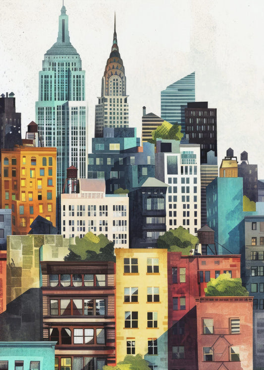 Nowojorski obraz cyfrowy akwarelowy (2) | Wydruki na łótnie