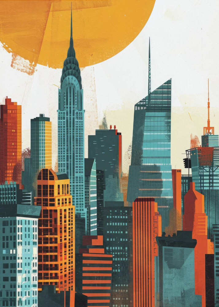 Nowojorski obraz cyfrowy akwarelowy (3) | Wydruki na łótnie