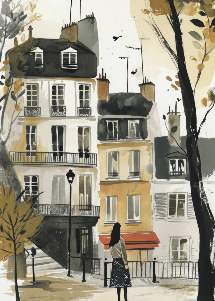 Digitales Aquarellgemälde „Paris“ (2) | Leinwand-Bilder