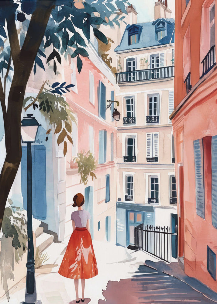 Digitales Aquarellgemälde „Paris“ (3) | Leinwand-Bilder