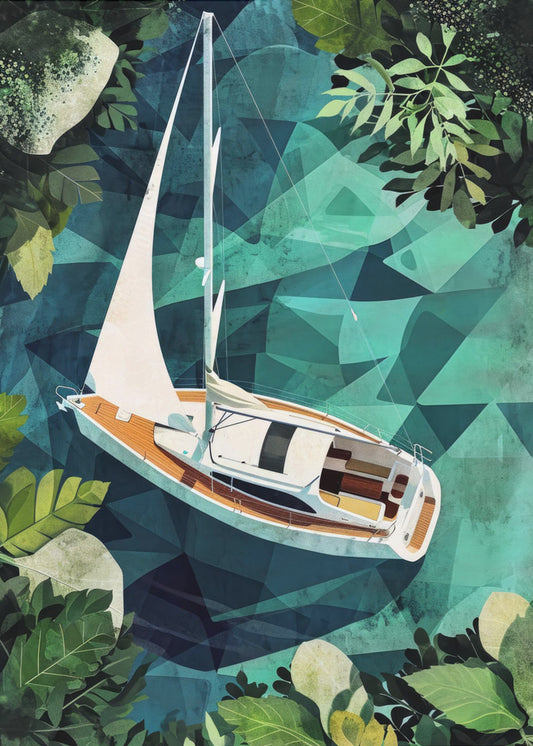 Vacation Yachting Watercolor Digital Painting (2) | Poster
