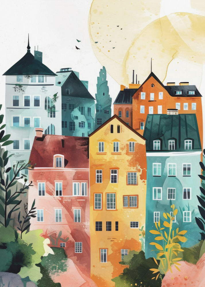 Warschauer Aquarell Digitales Gemälde | Leinwand-Bilder