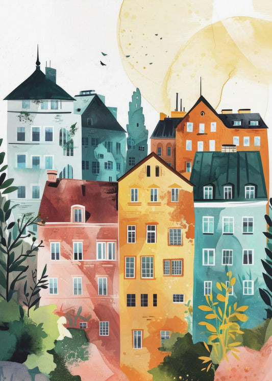 Warschauer Aquarell Digitales Gemälde | Leinwand-Bilder