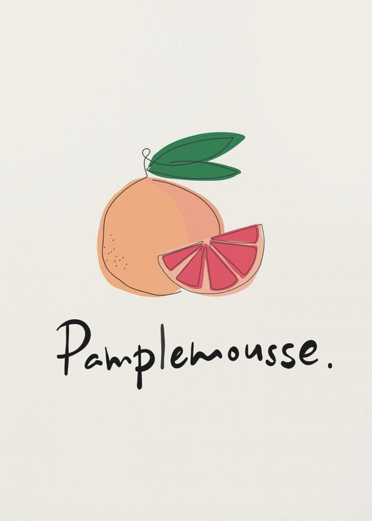 Modern fransk fruktkollektion "Grapefrukt / Pamplemousse" | Poster
