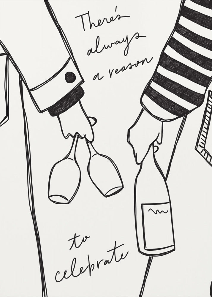 Frau hält Weinflasche und Weinglas (Schwarz-Weiß) – Wein Vin Femme Noir et Blanc | Poster