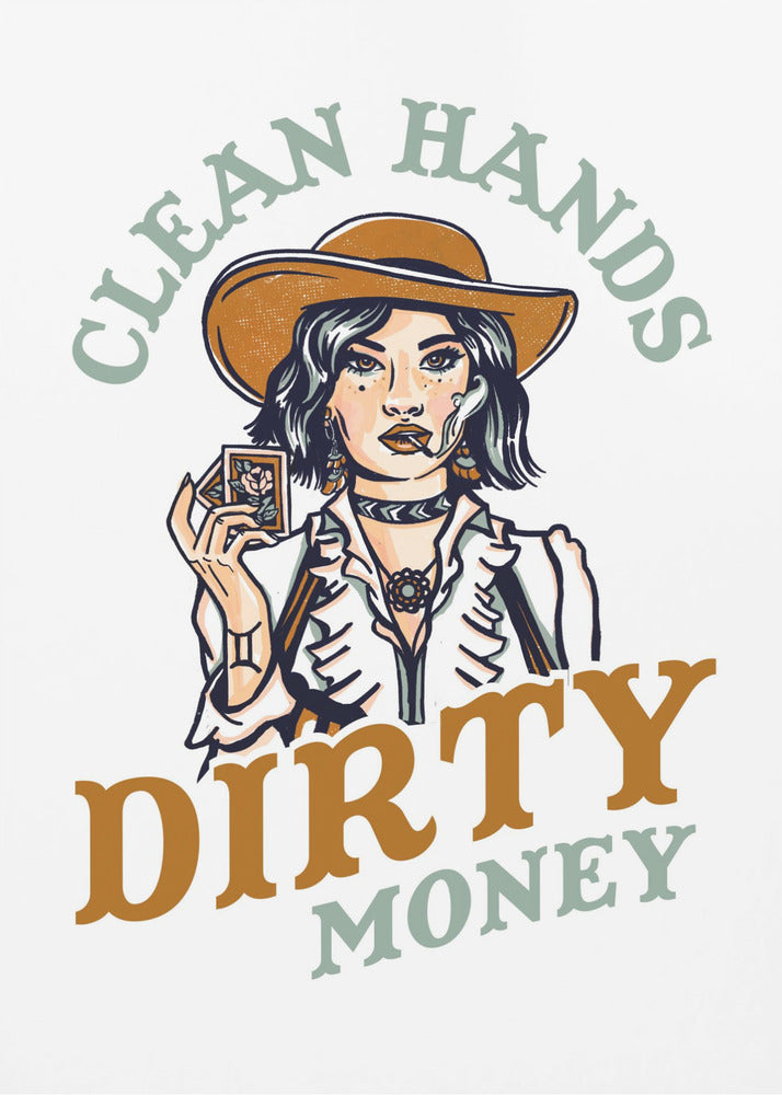 Puhtaat kädet, likainen raha, pokeri, cowgirl | Canvastaulut