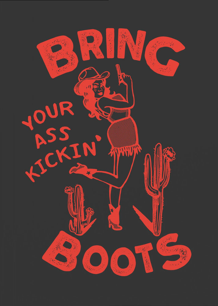 Perseen potkiminen saappaat hauska länsimainen cowgirl | Canvastaulut