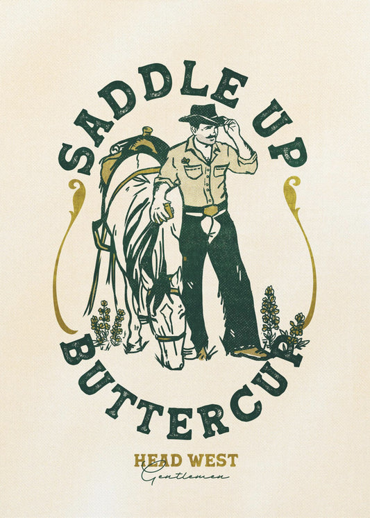 Saddle Up Buttercup Cowboy & Hevonen -taidejuliste | Canvastaulut