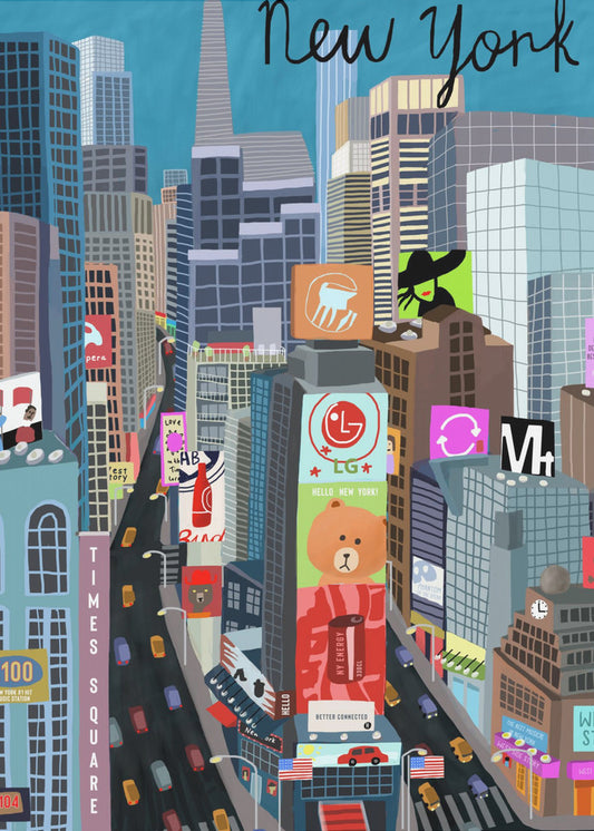 Times Square, Nowy Jork Ilustracja autorstwa artystki Carli Daly | Wydruki na łótnie