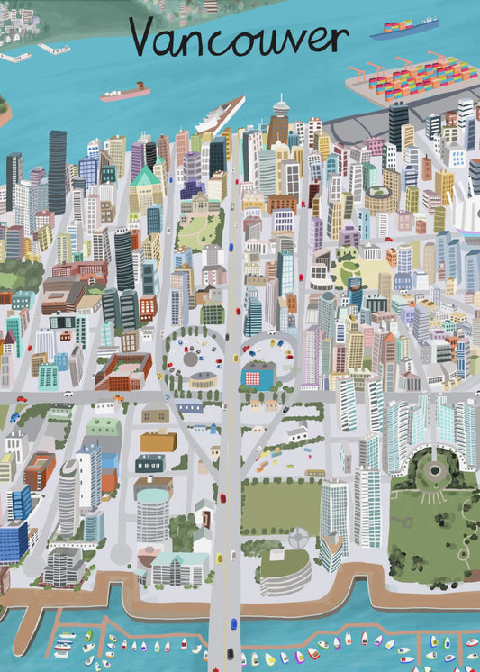 Blick über Vancouver City von der Künstlerin Carla Daly | Leinwand-Bilder