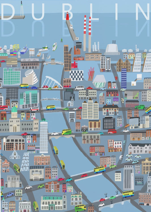 Illustrierte Ansicht der Stadt Dublin, Irland von der Künstlerin Carla Daly | Leinwand-Bilder