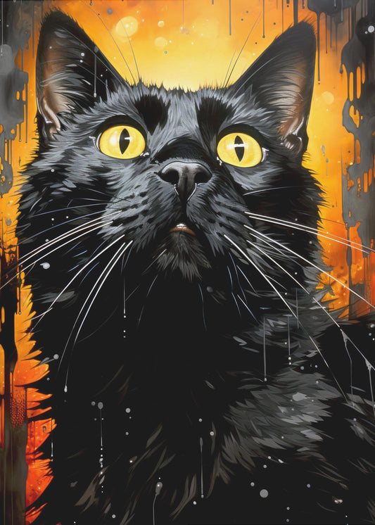 Schwarze Katze Adam Aquarell Tierkunst | Poster