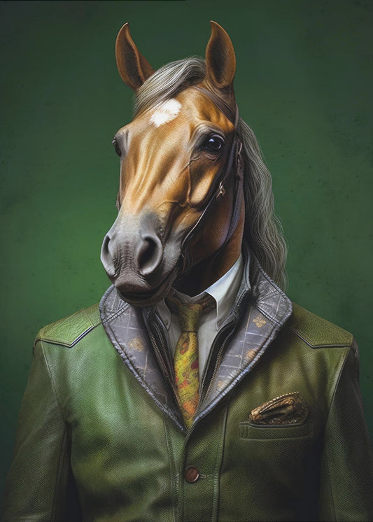 Elegantes grünes Pferd Tierkunst | Poster
