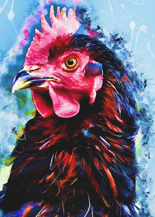 Tier Hahn Aquarell Tierkunst | Poster