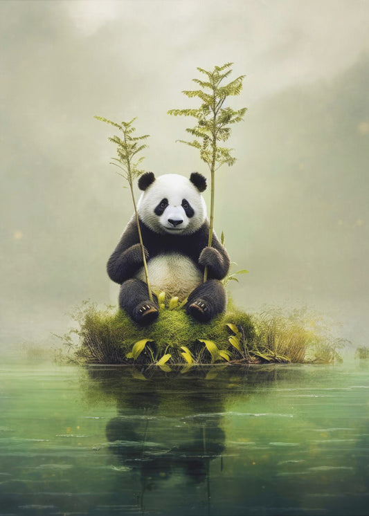 Einsamer Panda Aquarell Tierkunst | Poster