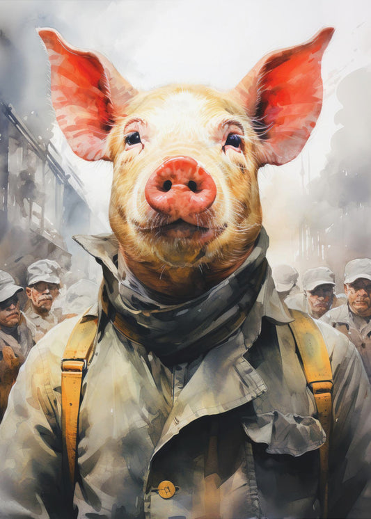 Schwein 1984 Aquarell Tierkunst | Poster