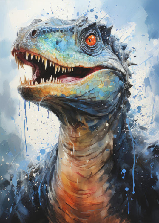 Rebbachisaurus Dinosaurier Aquarell Tierkunst | Poster