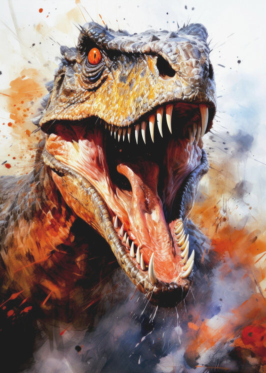 Utahraptor Dinosaurier Aquarell Tierkunst | Poster