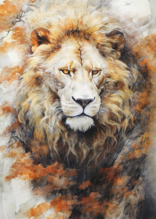 Weißer Löwe Aquarell Tierkunst | Poster
