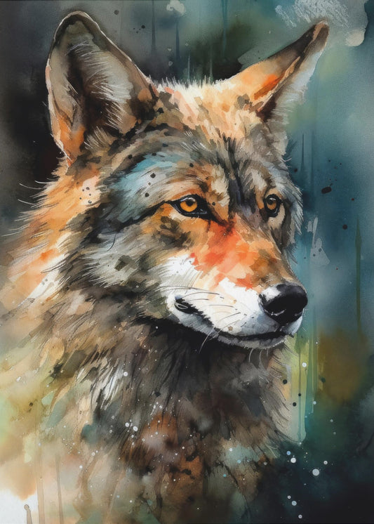 Wolf Aquarell Tierkunst | Poster