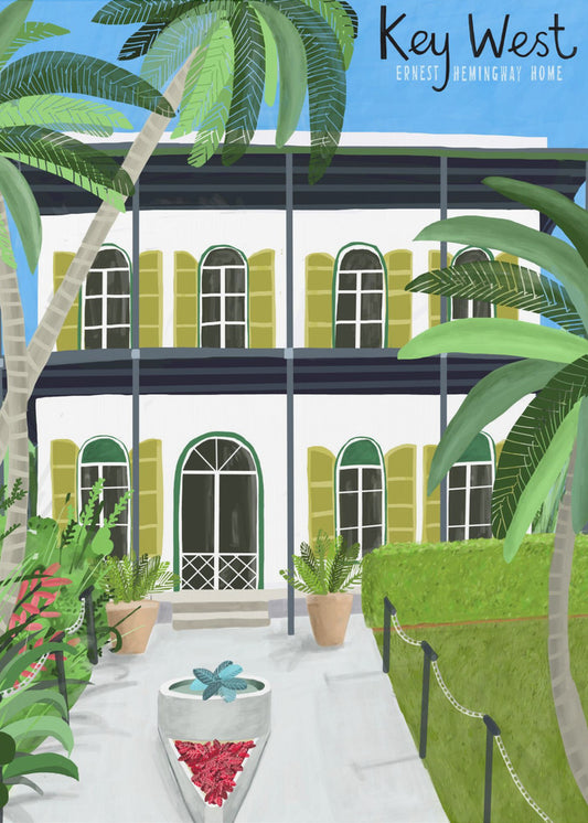 Dom Ernesta Hemingwaya, Key West Hemingway, Floryda, autorstwa artystki Carli Daly | Wydruki na łótnie