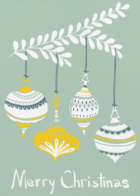 Fröhliche kleine Weihnachtskugeln mint | Poster