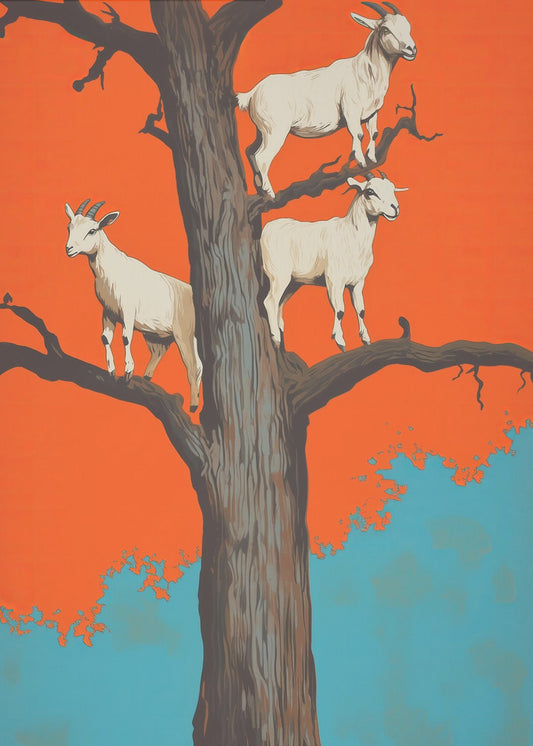 Cabras en un árbol | Impresiones en Lienzo