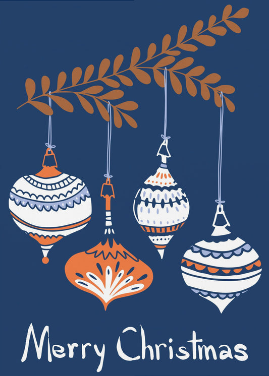 Fröhliche kleine Weihnachtskugeln blau | Poster