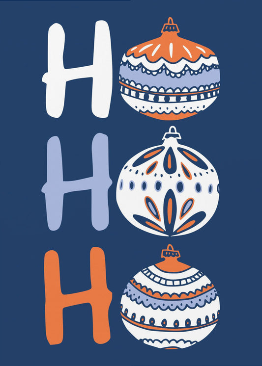 HoHoHo Fröhliche kleine Weihnachtsillustration blau | Poster