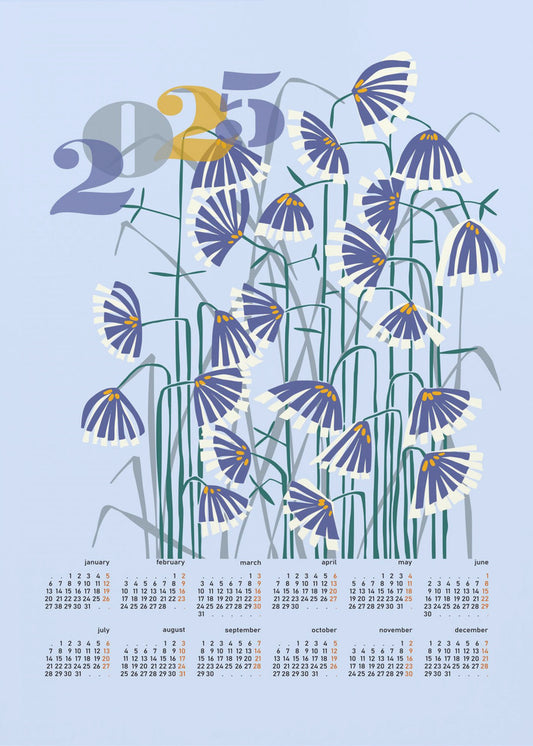 Kalender 2025 Linolschnitt Blumen Licht | Poster