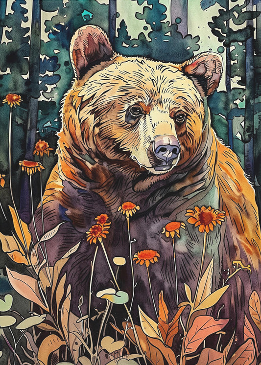 Tierbär Aquarell Tierkunst 4 | Poster