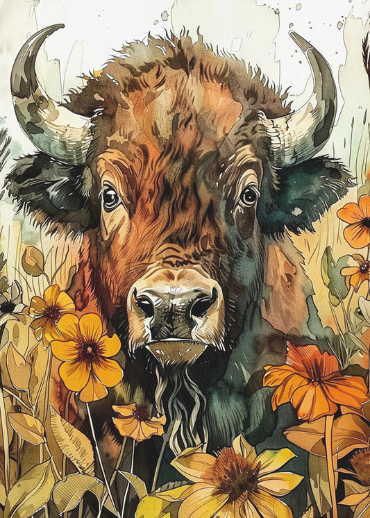 Büffel-Aquarell-Tierkunst 1 | Poster