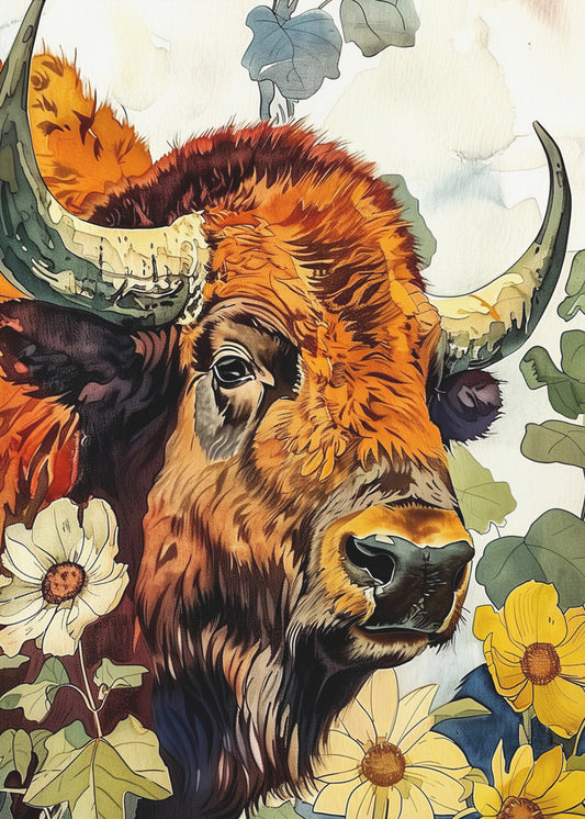 Büffel-Aquarell-Tierkunst 2 | Poster