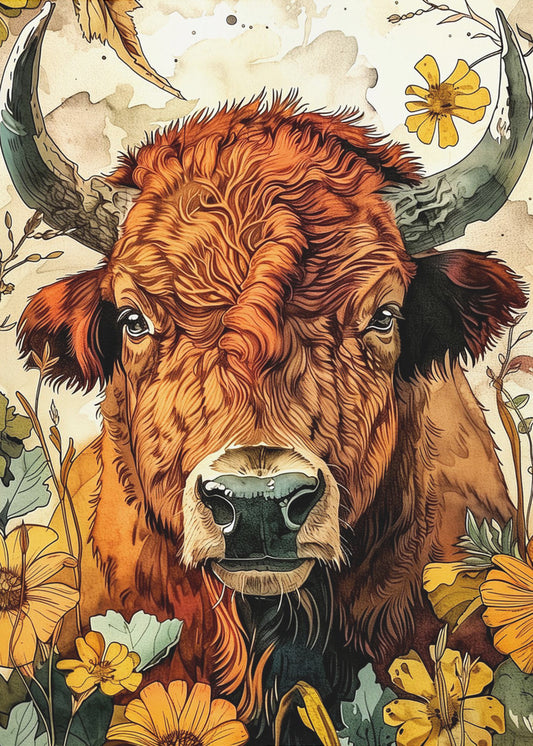 Büffel-Aquarell-Tierkunst 4 | Poster