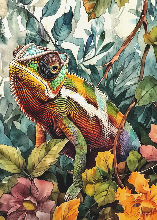 Chamäleon Aquarell Tierkunst 4 | Poster