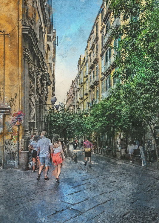 Naples City Watercolor Art Italy (5) | Poster