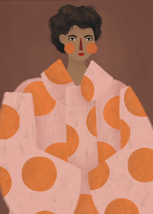 Frau mit orangen Punkten | Poster