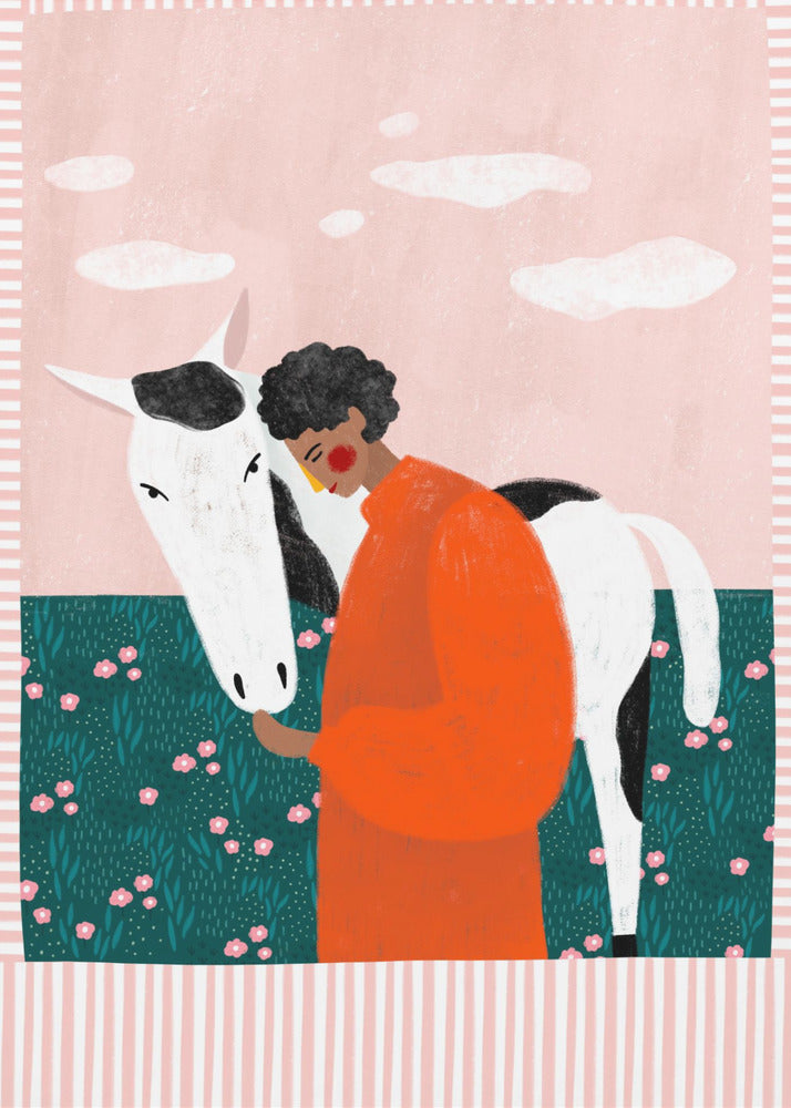 Lebendiges Mädchen und Pferd | Poster